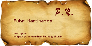 Puhr Marinetta névjegykártya